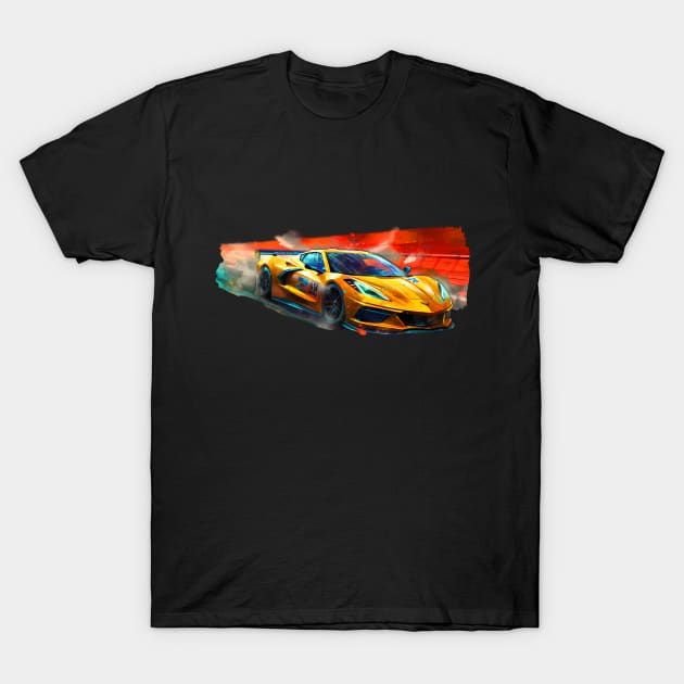 C8 Corvette Racecar Supercar Sports car Muscle car artwork C8.R C8 T-Shirt by Tees 4 Thee